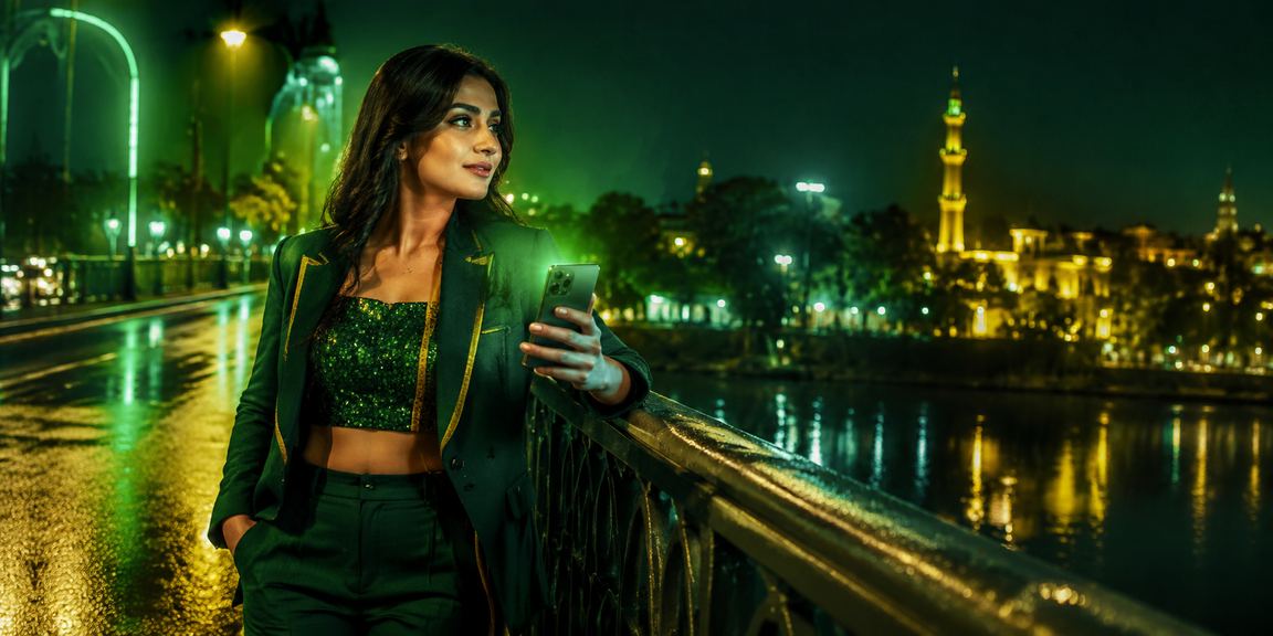 A player in Rangpur playing slot games on mobile under neon lights at night